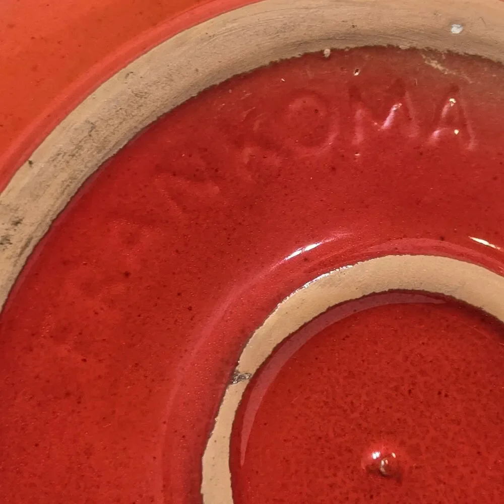 Vintage ~ FRANKOMA ~ 4V Bean Pot Ceramic Casserole Dish ~‎ Red rustic MCM